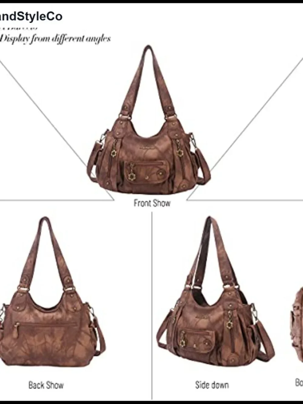 PU Leather Hobo Shoulder Bag Crossbody Purse Top Handle Handbag